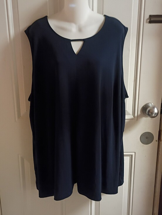 Catherines Tops - Catherines Sleeveless Keyhole Tank Top, Navy Size 4x